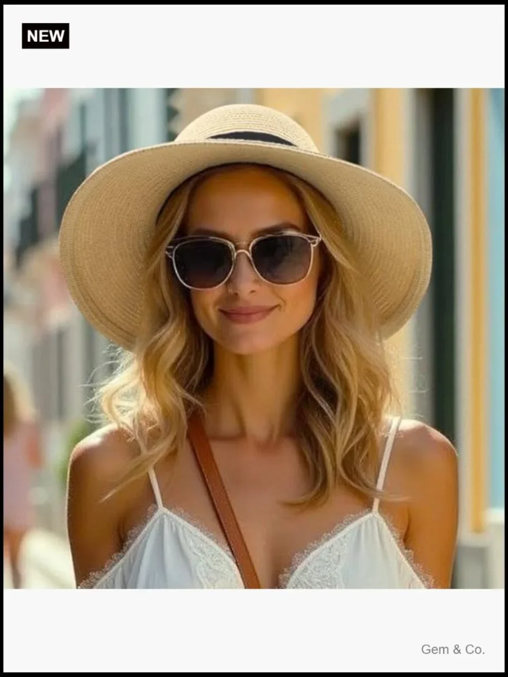 Wide Brim Straw Bucket Sun Hat with Bowknot UPF 50+ Foldable Travel